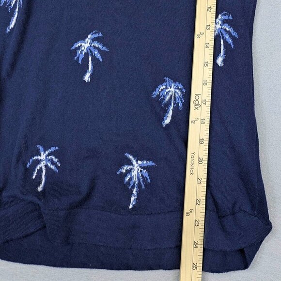 Chico's Pullover‎ Sweater Size 0 Womens Small 4 Blue Palm Tree Design 3/4 Sleeve - Picture 7 of 11